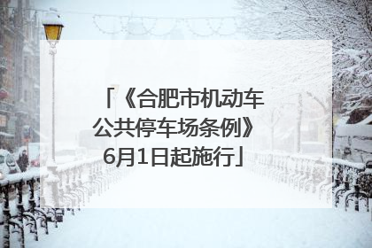 《合肥市机动车公共停车场条例》6月1日起施行