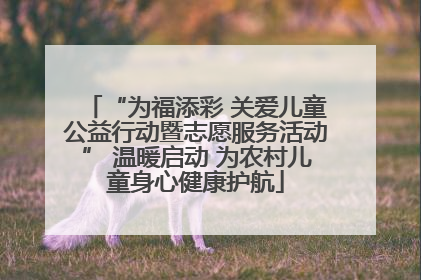 “为福添彩 关爱儿童公益行动暨志愿服务活动” 温暖启动 为农村儿童身心健康护航