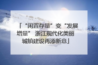 “闲置存量”变“发展增量” 浙江现代化美丽城镇建设再添新意