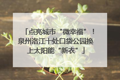 点亮城市“微幸福”！泉州洛江十处口袋公园换上太阳能“新衣”