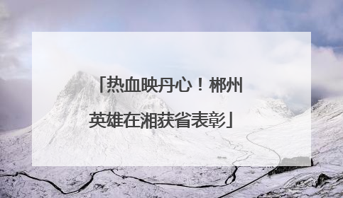 热血映丹心！郴州英雄在湘获省表彰