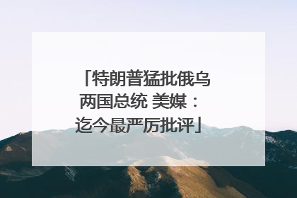 特朗普猛批俄乌两国总统 美媒：迄今最严厉批评