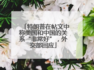 特朗普在帖文中称美国和中国的关系“非常好”，外交部回应
