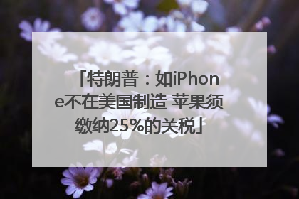 特朗普：如iPhone不在美国制造 苹果须缴纳25%的关税