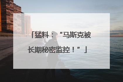 猛料：“马斯克被长期秘密监控！”
