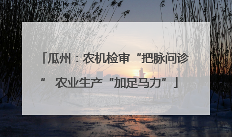 瓜州：农机检审“把脉问诊” 农业生产“加足马力”