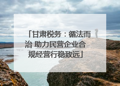 甘肃税务：循法而治 助力民营企业合规经营行稳致远