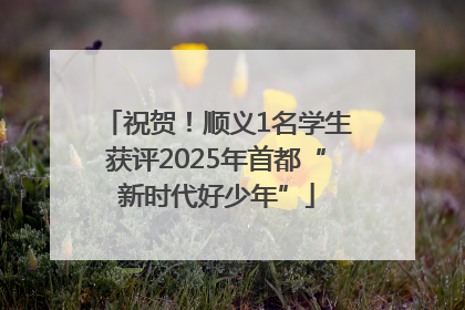 祝贺！顺义1名学生获评2025年首都“新时代好少年”