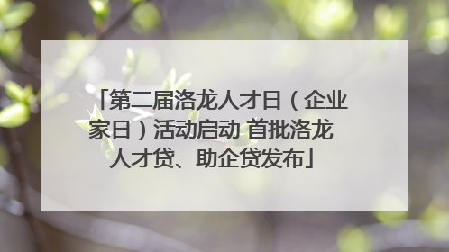 第二届洛龙人才日（企业家日）活动启动 首批洛龙人才贷、助企贷发布