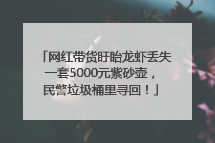 网红带货盱眙龙虾丢失一套5000元紫砂壶，民警垃圾桶里寻回！