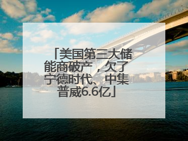 美国第三大储能商破产，欠了宁德时代、中集普威6.6亿