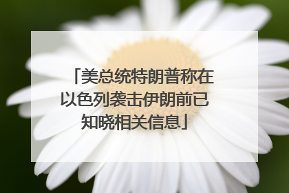 美总统特朗普称在以色列袭击伊朗前已知晓相关信息