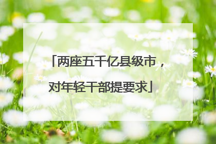 两座五千亿县级市，对年轻干部提要求