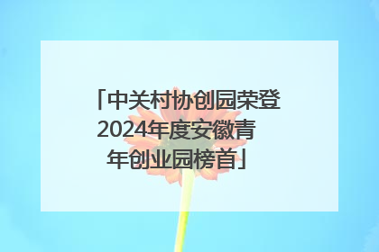 中关村协创园荣登2024年度安徽青年创业园榜首