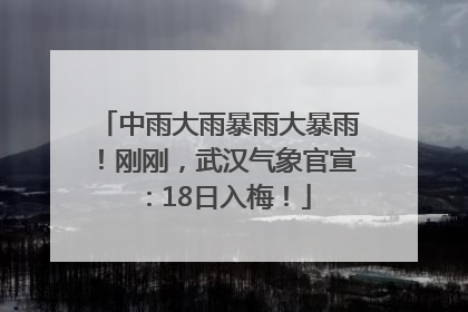 中雨大雨暴雨大暴雨！刚刚，武汉气象官宣：18日入梅！