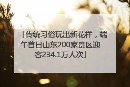 传统习俗玩出新花样，端午首日山东200家景区迎客234.1万人次