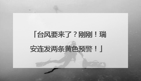台风要来了？刚刚！瑞安连发两条黄色预警！