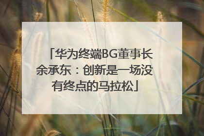 华为终端BG董事长余承东：创新是一场没有终点的马拉松