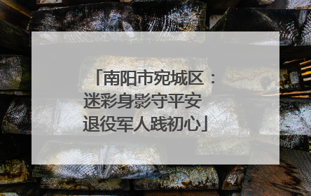 南阳市宛城区：迷彩身影守平安 退役军人践初心