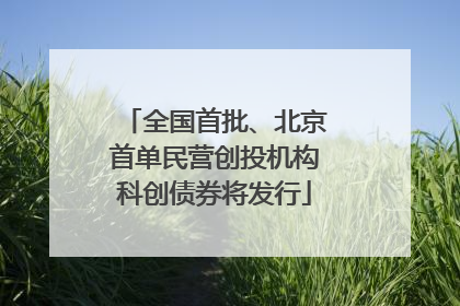 全国首批、北京首单民营创投机构科创债券将发行
