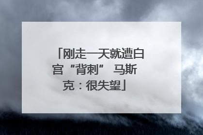 刚走一天就遭白宫“背刺” 马斯克：很失望