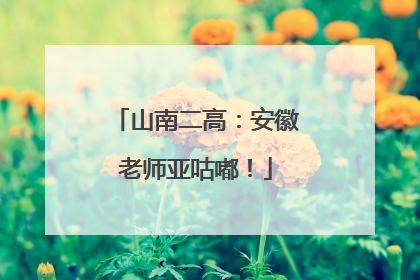 山南二高：安徽老师亚咕嘟！