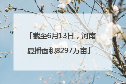截至6月13日，河南夏播面积8297万亩