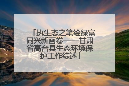 执生态之笔绘绿富同兴新画卷——甘肃省高台县生态环境保护工作综述