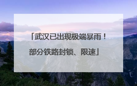 武汉已出现极端暴雨！部分铁路封锁、限速