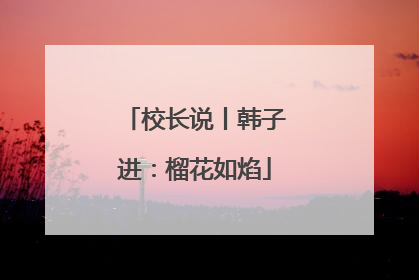校长说丨韩子进：榴花如焰