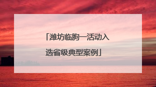 潍坊临朐一活动入选省级典型案例