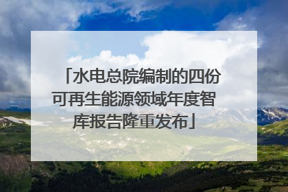 水电总院编制的四份可再生能源领域年度智库报告隆重发布