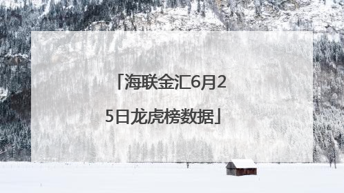 海联金汇6月25日龙虎榜数据