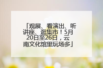观展、看演出、听讲座、逛集市！5月20日至26日，云南文化馆里玩场多