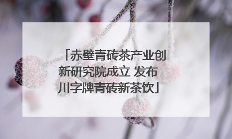 赤壁青砖茶产业创新研究院成立 发布川字牌青砖新茶饮